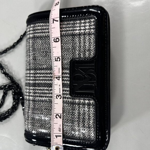 Badgley Mischka Sequins Wool Crossbody Vegan Leather Party Cocktail Purse Bag - Picture 8 of 15